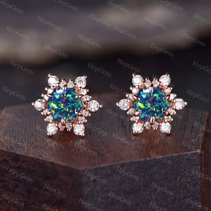 Black Opal Stud Earrings, Hexagon Black Opal Earrings, 925 Sterling Silver, Jewellery, Gifts for Her, Birthday Gifts, Gifts