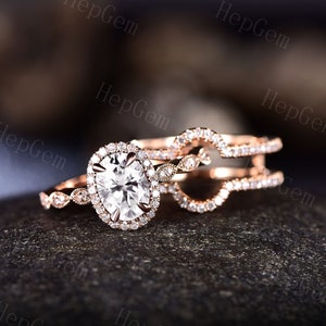 Moissanite Ring,Yellow Gold,rose gold,white gold or Sterling Silver 925 bridal set with 1.5CT oval cut Solitare ring and half eternity band