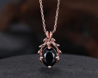 Black Onyx Necklace Rose Gold Black Onyx Pendant Statement Pineapple Pendant Black Onyx Jewelry for Women Birthday Gift Dainty Necklace
