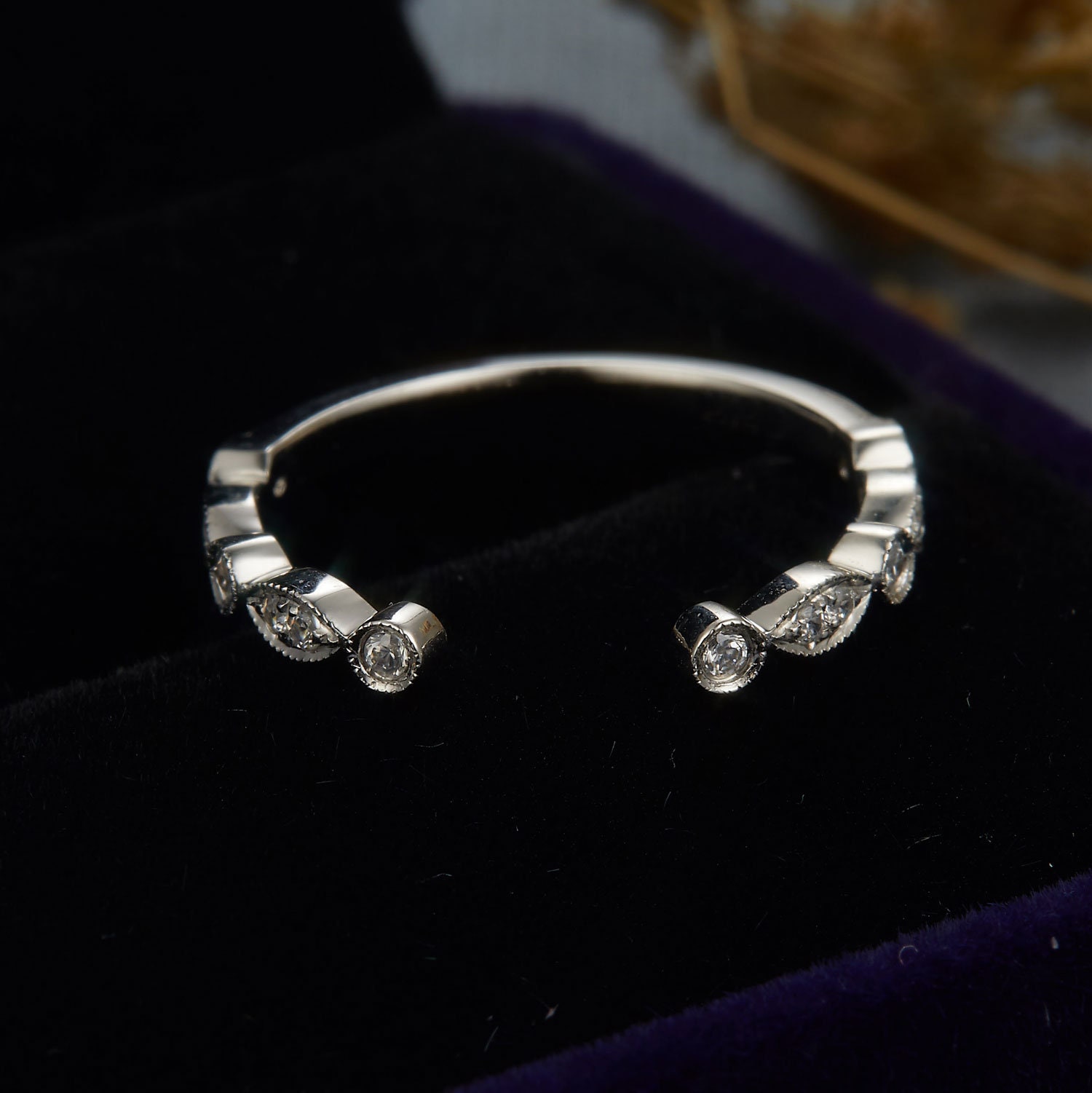 Antique Marquise Stack Wedding Open Ring Half Eternity Diamond | Etsy