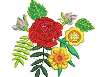 Rose and Flowers embroidery design