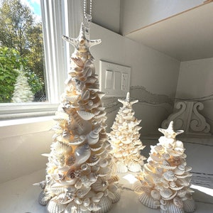 WHITE Seashell Tree, Shell Tree, Beach Christmas, Seashell GIFT, Seashell Decor, 3 sizes available