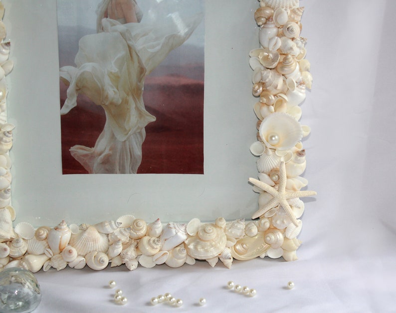 Coastal Nautical Decor 11 x 14 Colored Seashell and Starfish Frame Beach Decor Shell Frame Seashell Gift Beach Decor