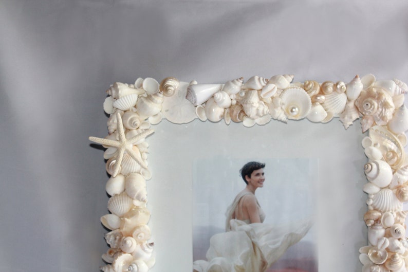 Coastal Nautical Decor 11 x 14 Colored Seashell and Starfish Frame Beach Decor Shell Frame Seashell Gift Beach Decor