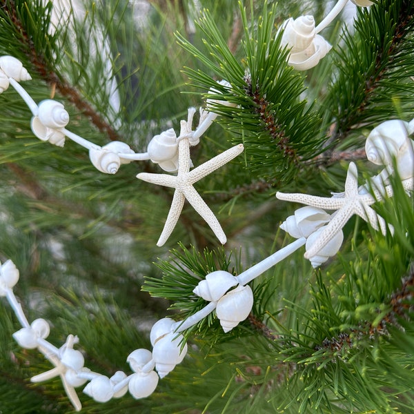 Starfish and Shell Garland, Beach Christmas Decor, Beach Decor, Nautical Decor, Coastal Decor, Starfish GIFT