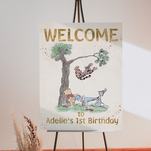 Welcome Banner Winnie the Pooh Birthday Party Winnie Pooh 1st Birthday; Editable Welcome Banner; Birthday Party Decoration Winnie Pooh wpg13
