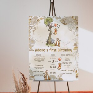Milestone Board Winnie the Pooh Birthday Party; Winnie Pooh 1st Birthday; Editable Milestone ; Birthday Party Decoration Winnie Pooh poom88