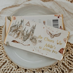 Editable Chocolate Bar Wrap Label Birthday Party; Magic School 1st Birthday; Printable Chocolate Bar Wrapper; Magical Decoration; WMS12