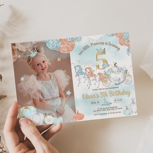 DIY Cinderella Birthday Invitation; Girl Birthday Princess; Princess Cinderella Royal Ball;Editable Template; Girl Invitation Birthday Party