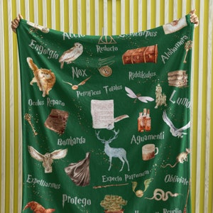 Wizarding World Baby Blanket; Magic School Baby Minky Blanket Owl Key Magic World Custom Wizard Blanket Gift for Baby Minky Blanket WBB12