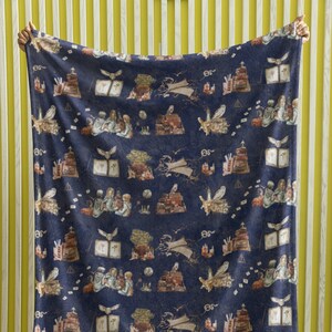 Wizarding World Baby Blanket; Magic School Baby Fleece Blanket Owl Key Magic World Custom Wizard Blanket Gift for Baby Minky Blanket WBB12