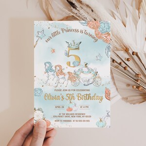 Invitation d&#39;anniversaire de Cendrillon bricolage ; Princesse d&#39;anniversaire de fille ; Princesse Cendrillon Royal Ball ; Modèle modifiable ; Invitation Anniversaire Fille