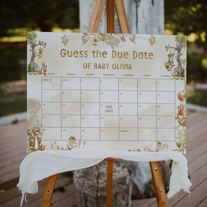Winnie the Pooh Due Date Calendar Game Baby&#39;s Birthday Date Game; Winnie the Pooh  Baby Shower Guess the Due Date Calendar printable; poom77