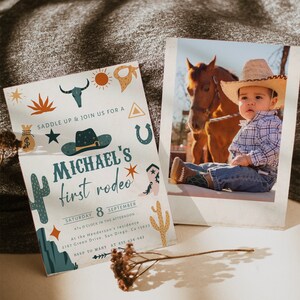 First Rodeo Birthday Invitation; Southwest Birthday invite; Ranch Birthday Invitation Template; DIY Cowboy Birthday Invitation Printable
