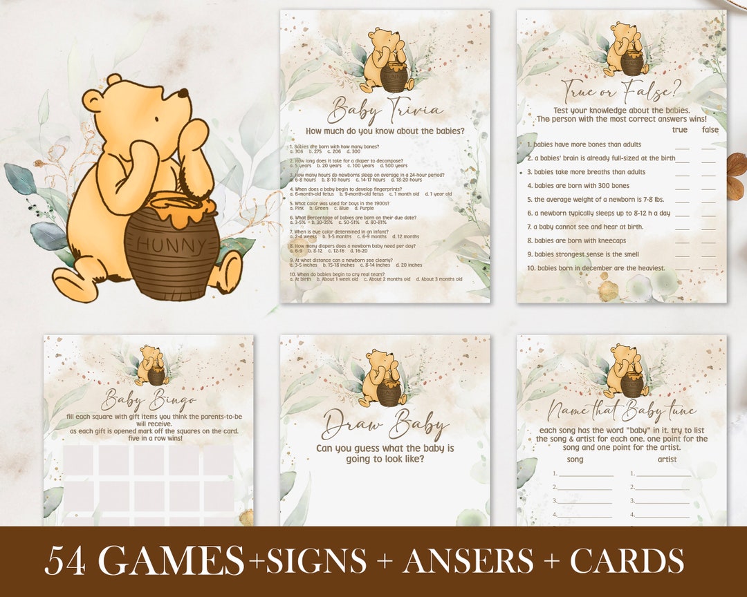 Winnie the Pooh Baby Shower Games; Winnie the Pooh Inspired; Printable ...