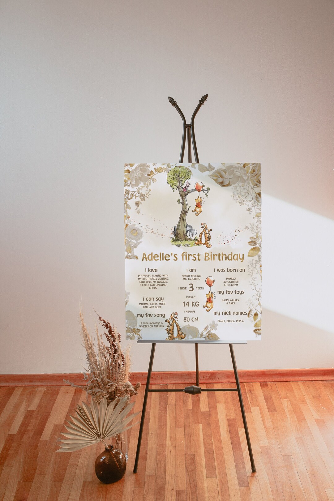 Milestone Board Winnie the Pooh Birthday Party; Winnie Pooh 1st ...
