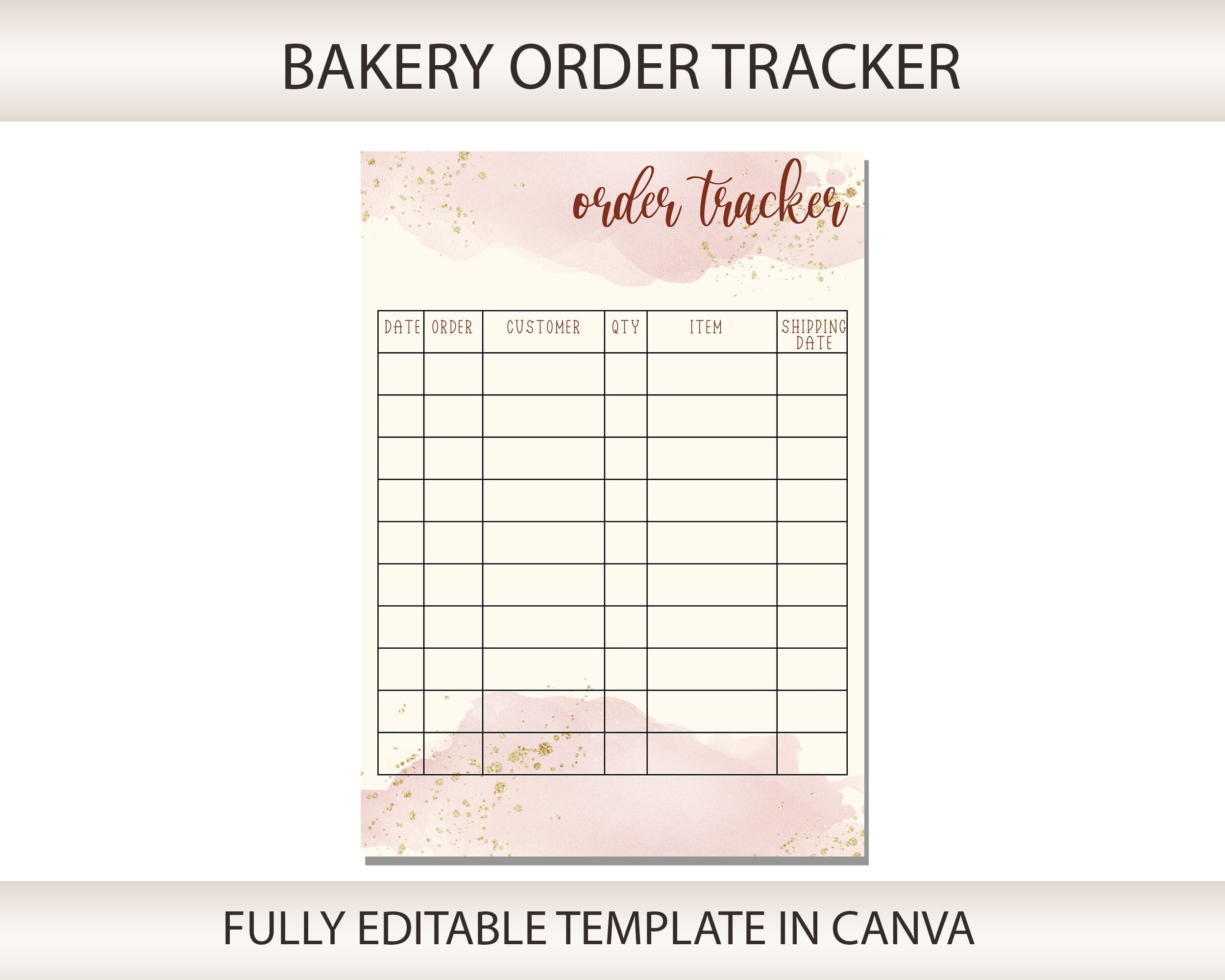 DIY Bakery Order Tracker Baking Business Form Template Logo Bakery ...