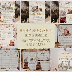 Wizard Baby Shower Bundle; Magic School Baby Shower Invitation Bundle; wh1