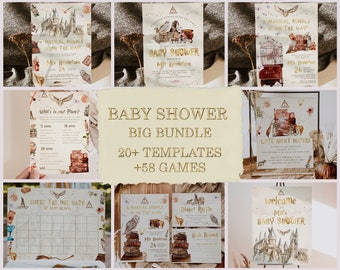 Wizard Baby Shower Bundle; Magic School Baby Shower Invitation Bundle; wh1