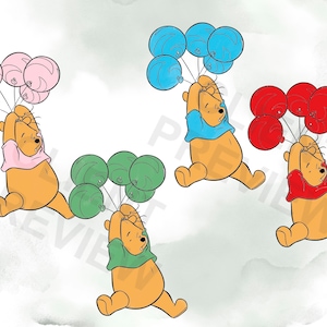 Winnie the Pooh clip art png watercolor; COMMERCIAL USE; Pooh Baby shower; Winnie Pooh Birthday scrapbooking stickers
