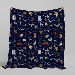 Wizarding World Baby Blanket; Magic School Baby Fleece Blanket Owl Key Magic World Custom Wizard Blanket Gift for Baby Minky Blanket WBB12