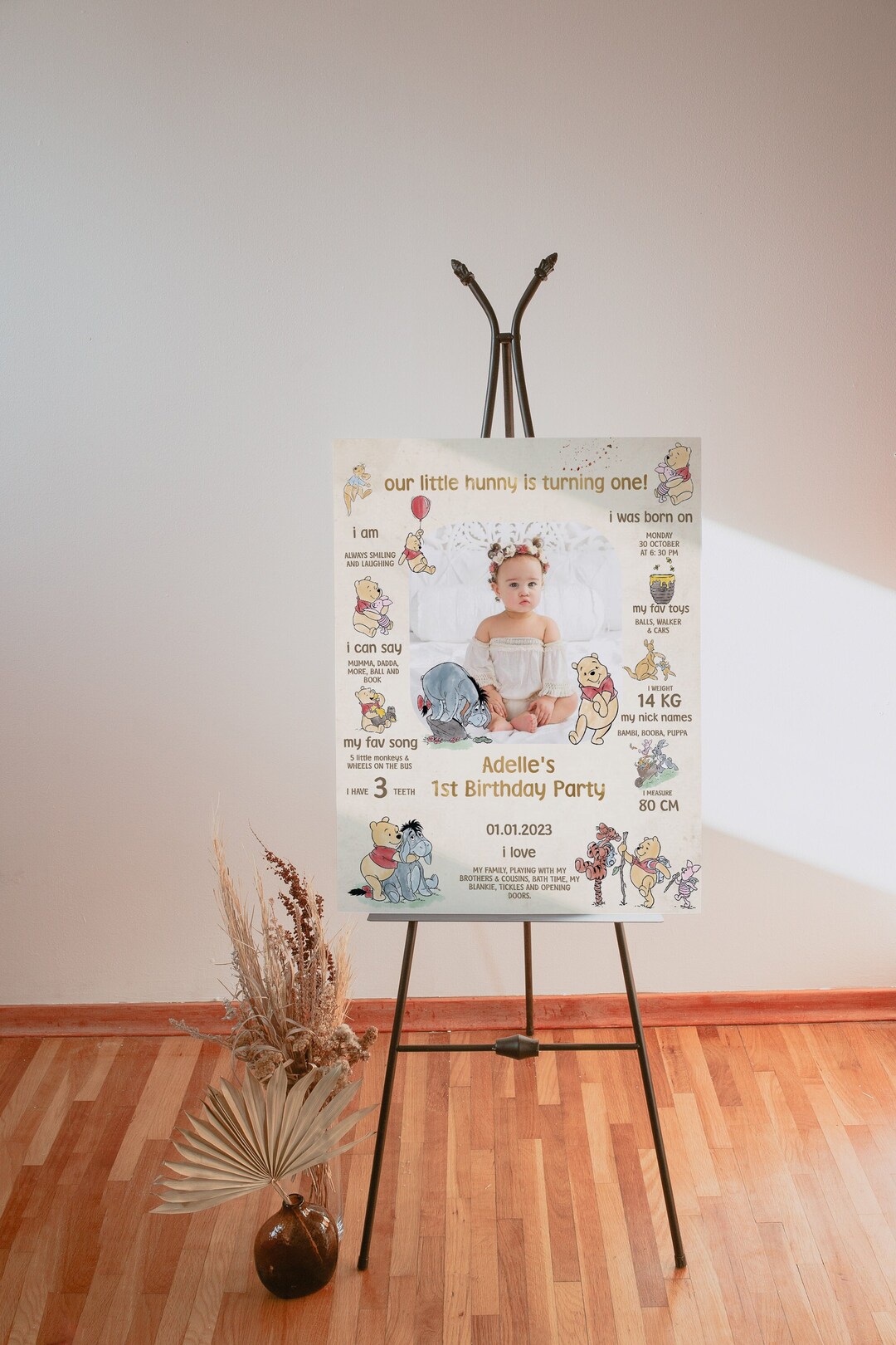 Milestone Board Winnie the Pooh Birthday Party; Winnie Pooh 1st ...