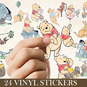 Winnie the Pooh Sticker Sheets 11x8.5 inch; Vinyl Winnie the Pooh transparent stickers