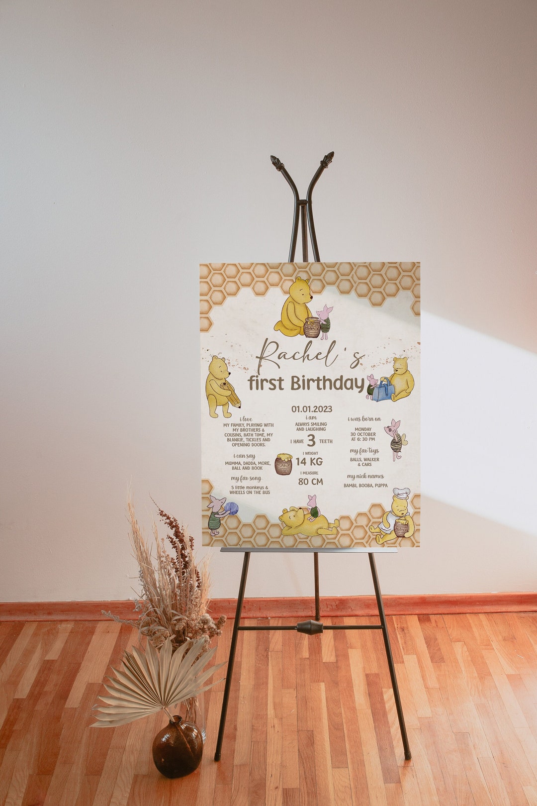 Milestone Board Winnie the Pooh Birthday Party; Winnie Pooh 1st ...