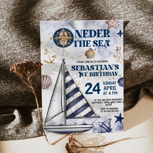 Editable ONEder the Sea First Birthday Invitation; Under the Sea Party; Ocean Party Birthday Template Instant Download;