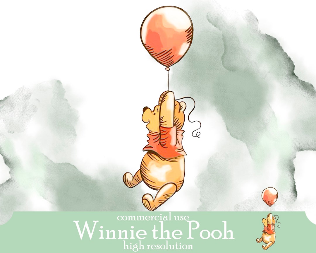 Winnie the Pooh Clip Art Png Watercolor; COMMERCIAL USE; Pooh Baby