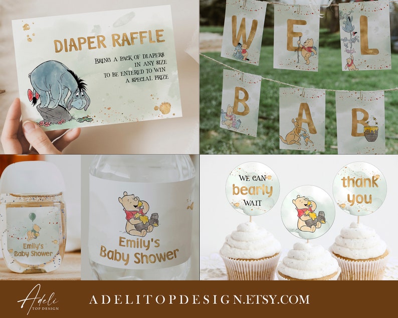 Winnie the Pooh Baby Shower Bundle Large Winnie the Pooh Baby Etsy