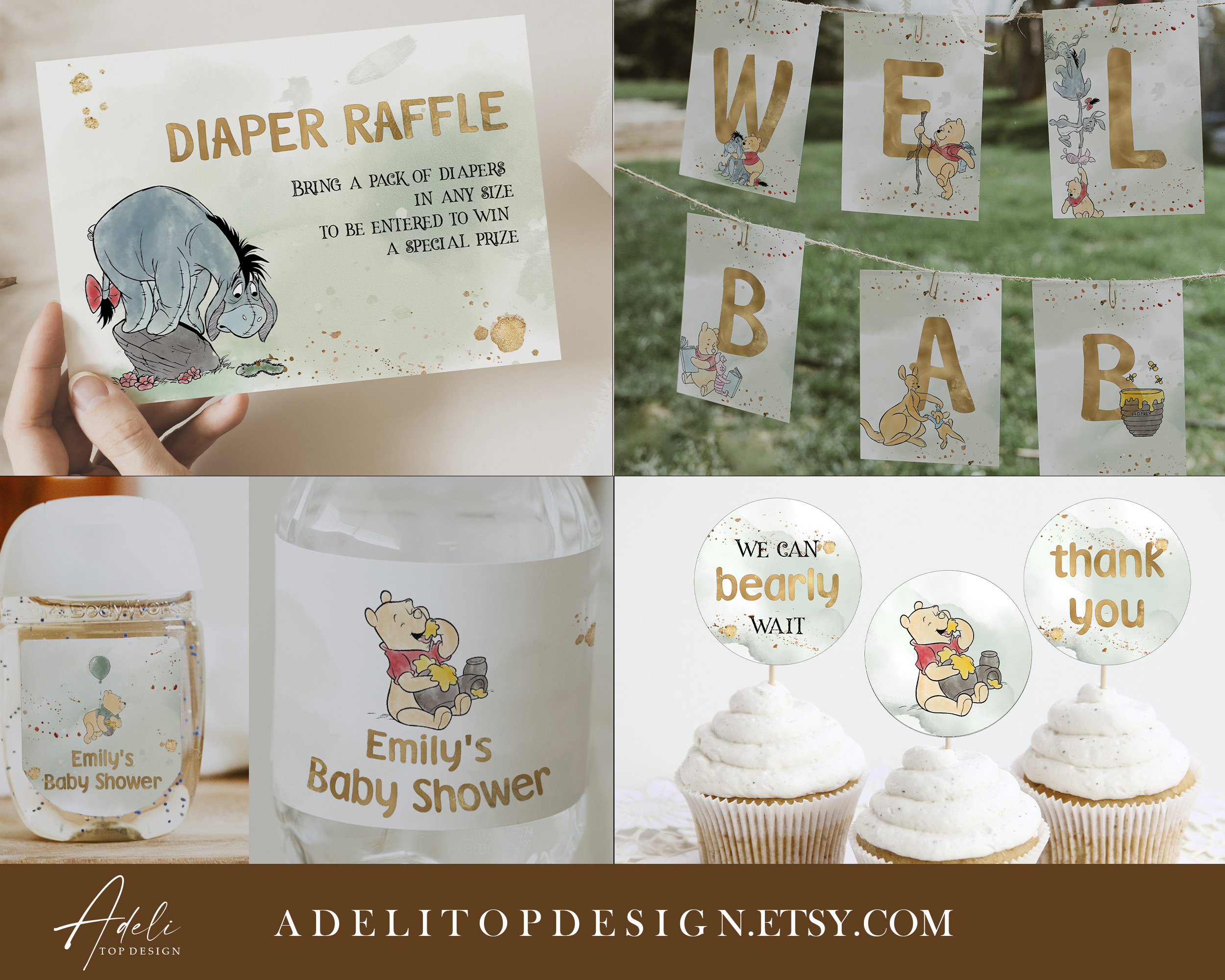 Winnie the Pooh Baby Shower Bundle Large Winnie the Pooh Baby Etsy
