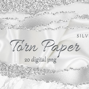 Bordi Glam; Glam Digital Borders; Glitter Carta strappata; Glam strappato bordato; Uso commerciale; Glam Confini ondulati; Graffetta strappata d'argento