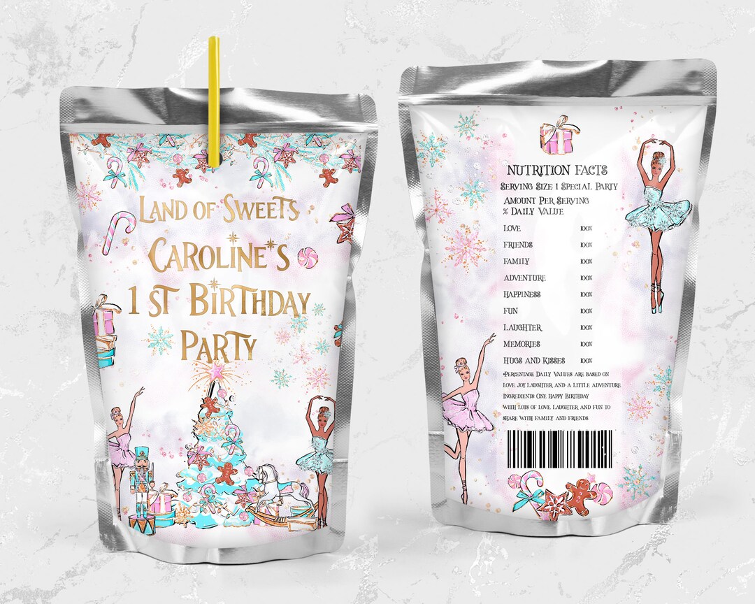 Nutcracker Juice Label Birthday Party Land of Sweets 1st Etsy