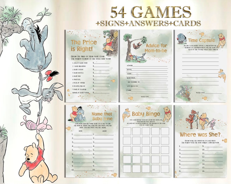 Winnie the Pooh Baby Shower Games Winnie the Pooh Inspired Etsy