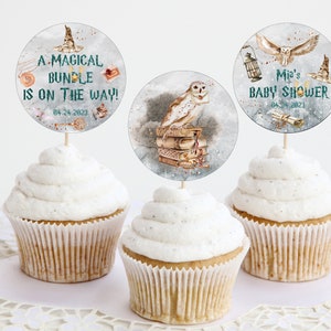 Editable Cupcake Topper Label Baby Shower; Magic School Baby Shower; Printable Cupcake Topper Label; Magical Party Decoration; Christmas ms7