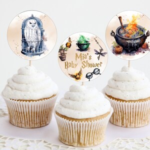 Editable Cupcake Topper Label Baby Shower; Magic School Baby Shower; Printable Cupcake Topper Label; Magical Party Decoration;wf55