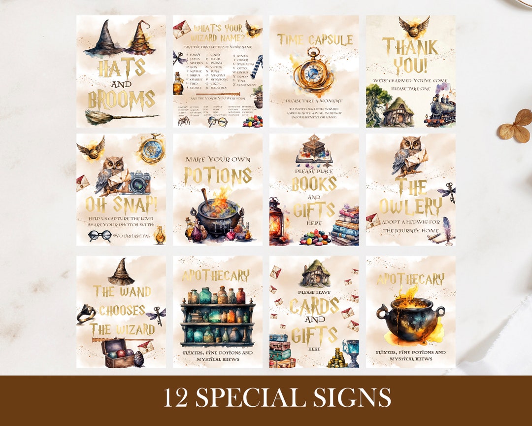 11 WIZARD SIGNS Wizard Baby Shower; Magic School Baby Shower Template ...