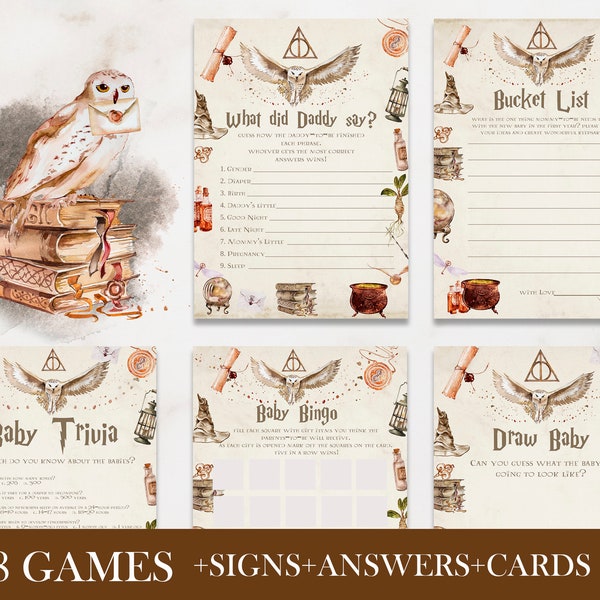 Wizarding World Baby Shower Games; Magic School Baby Shower Games; Printable Wizarding World Baby Shower Party Games; wh1