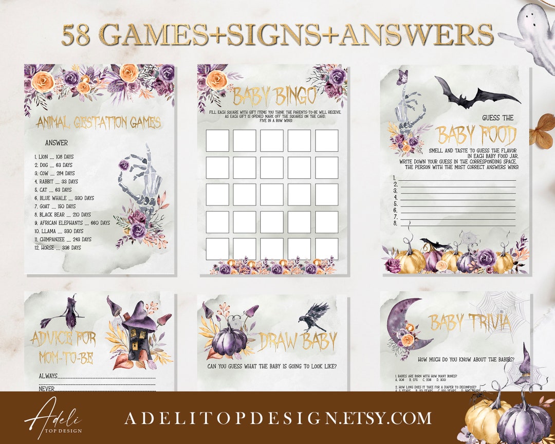 Halloween Baby Shower Games Printable Baby Shower Games Editable Ghost ...
