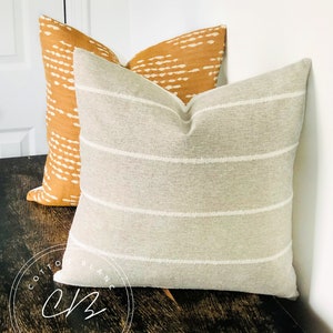 Minimalist Gray Striped Pillow Cover  - Farmhouse Home Decor Pillow Cover - Textured Linear Throw Pillow - Modern White & Gray Toss pillow