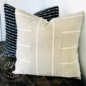 Minimalist Gray Striped Pillow Cover  - Farmhouse Home Decor Pillow Cover - Textured Linear Throw Pillow - Modern White & Gray Toss pillow