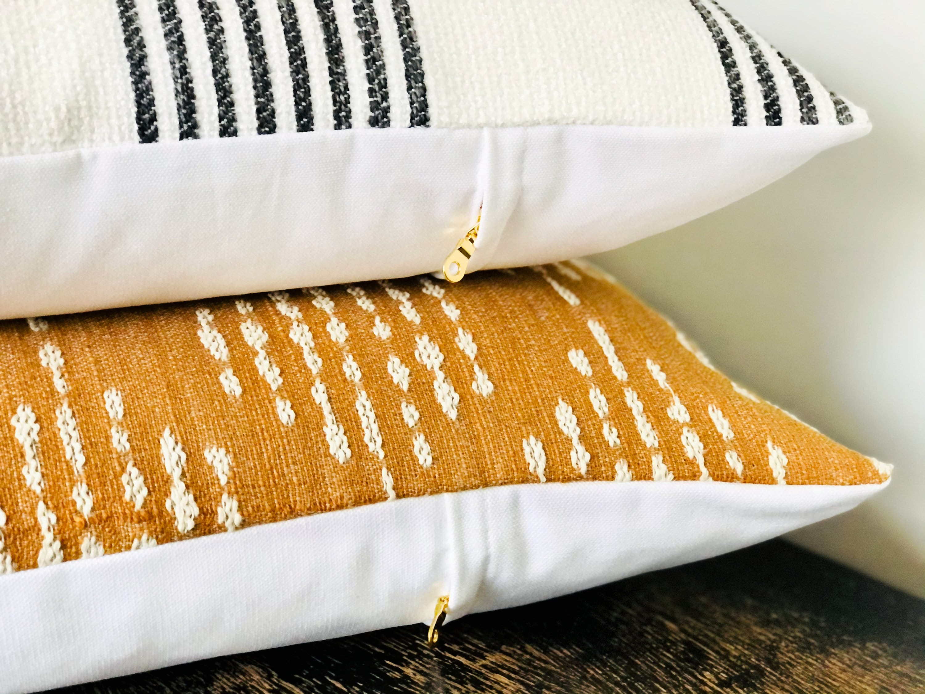 Striped White and Gray Pillow Cover Heavyweight Woven Throw Etsy