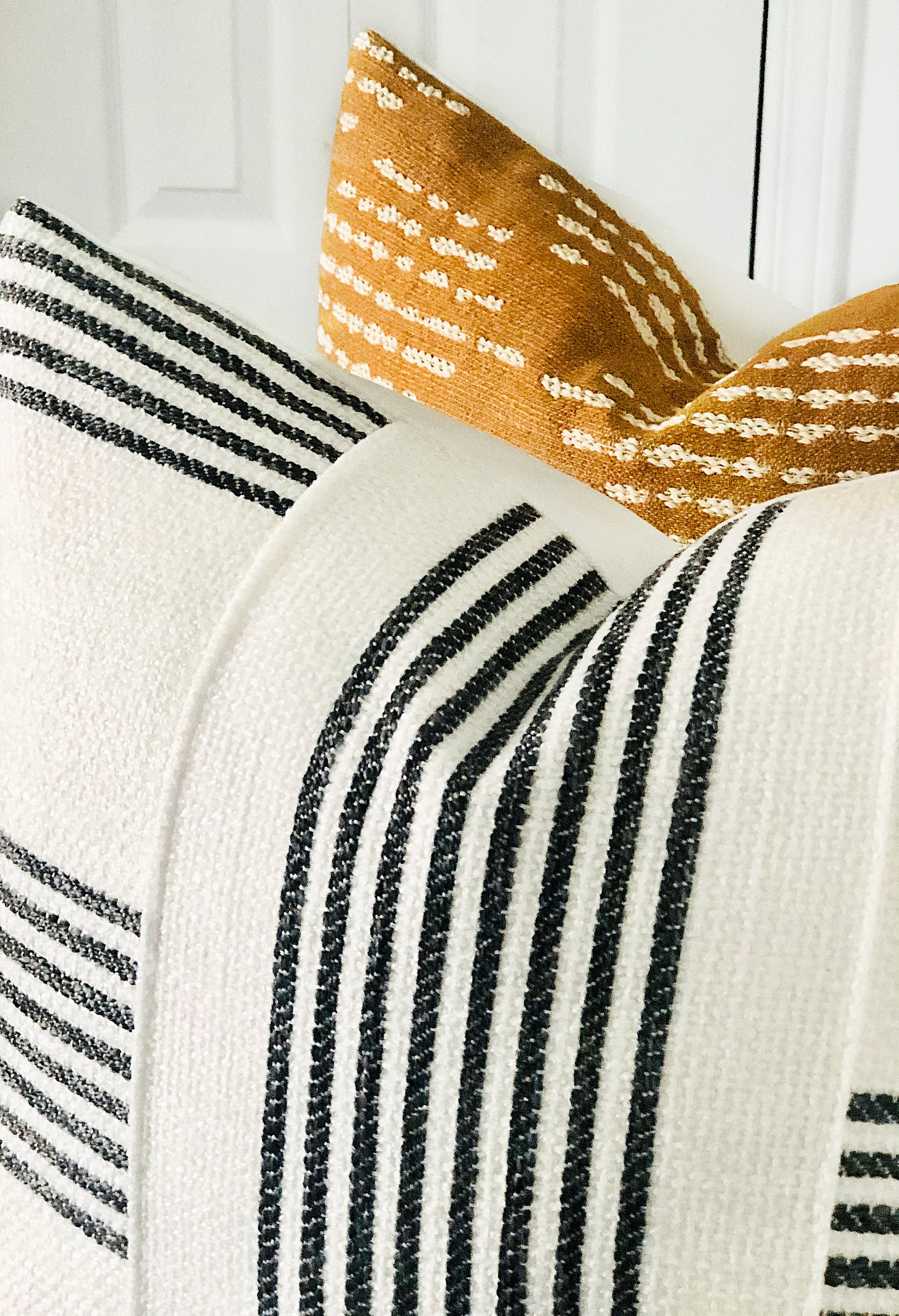 Striped White and Gray Pillow Cover Heavyweight Woven Throw Etsy