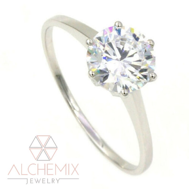 1.30 Ct 7 mm Round Diamond Solitaire With Accents Engagement Ring 14K White Gold