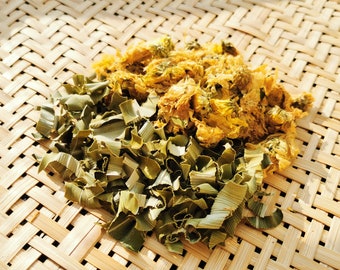 Yellow Pandan Tea / Homemade tea / can make 3 litre of tea / Dried Chrysanthemum flower, Pandan leaves