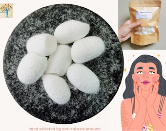 Natural White Silk Cocoons / A - grade / Undyed Silk Cocoons / Exfoliating / Facial Cleanser / Facial Scrub / Soap making