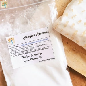 20g_50g_Pacote de teste de fermento orgânico de Tempeh sem soja - Cultura Tempe - Rhizopus Oligosporus com número de rastreamento