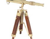 Vintage brass stand telescope with wood stand telescope for home decor gift item