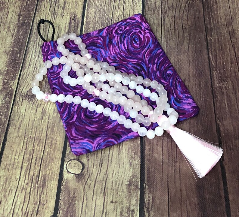 Mala Bag Psychedelic Purple Roses Drawstring Bag